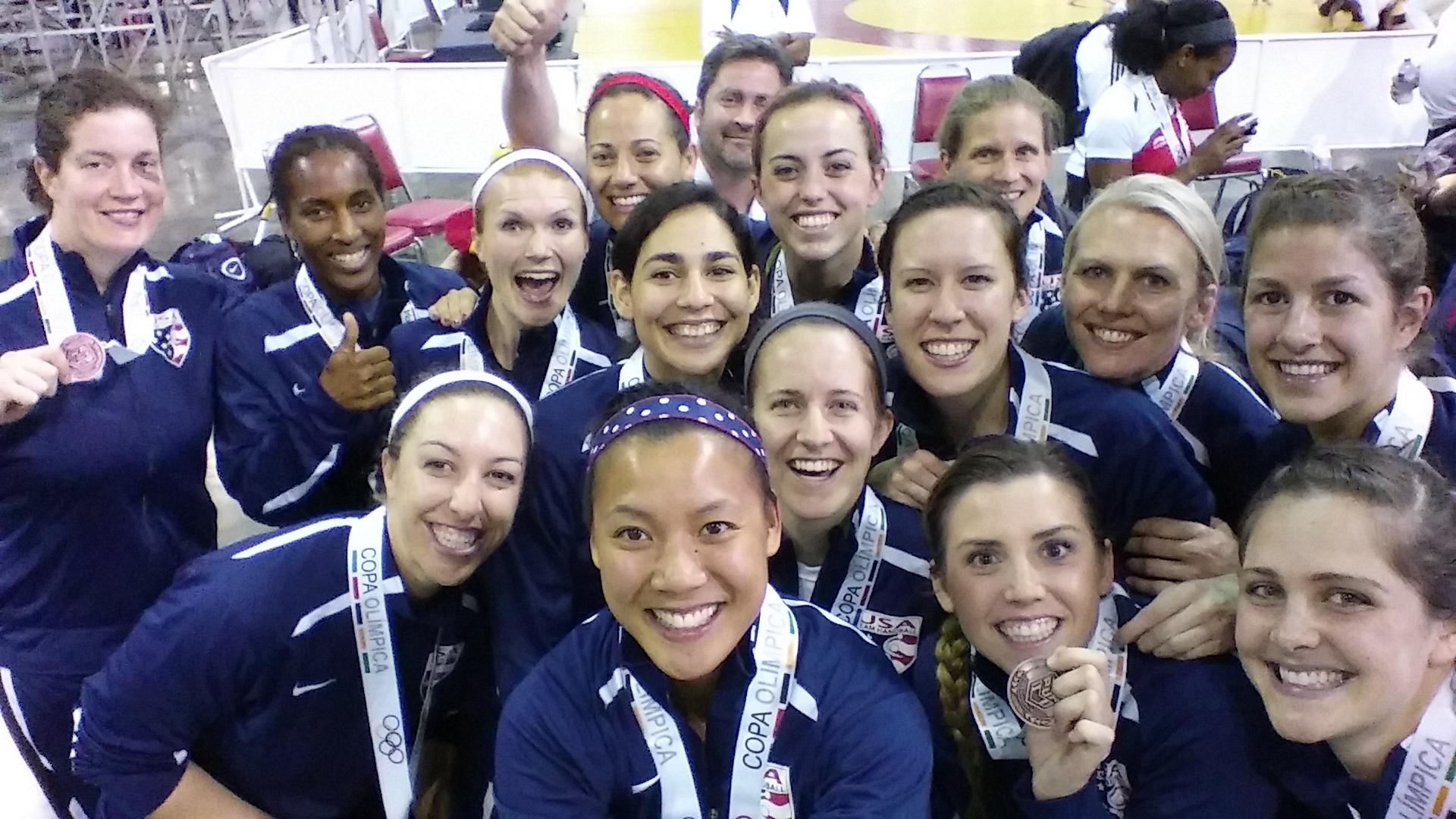 USA Team Handball women's national team posing with bronze medals after North American and Caribbean Championships 2013